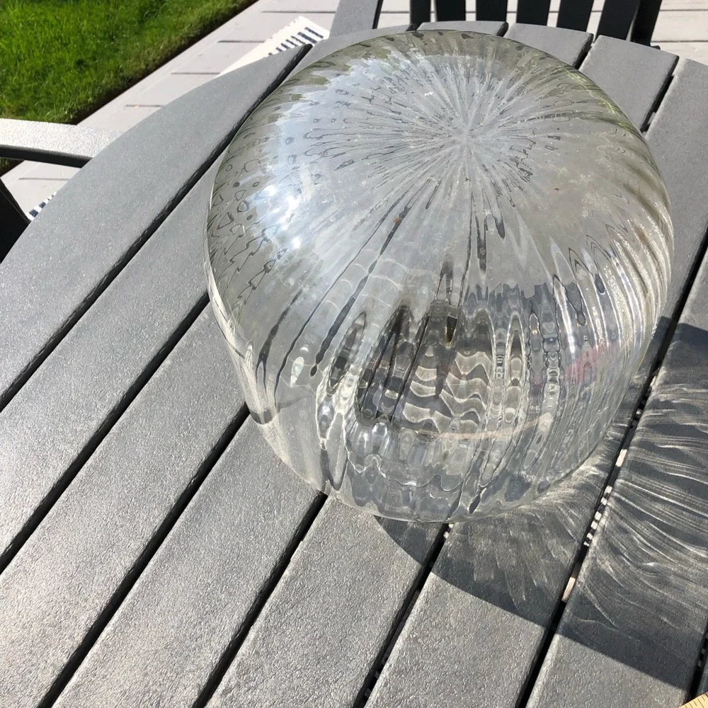 Vintage mid century Clear Ribbed Glass Decorative Vase - Clear
